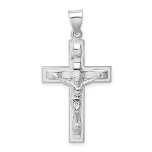 Rhodium Plated Sterling Silver INRI Latin Crucifix Pendant, 20 x 39mm